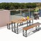 Natural Acacia Wood Patio Table And 2 Bench Set 6-Person Outdoor